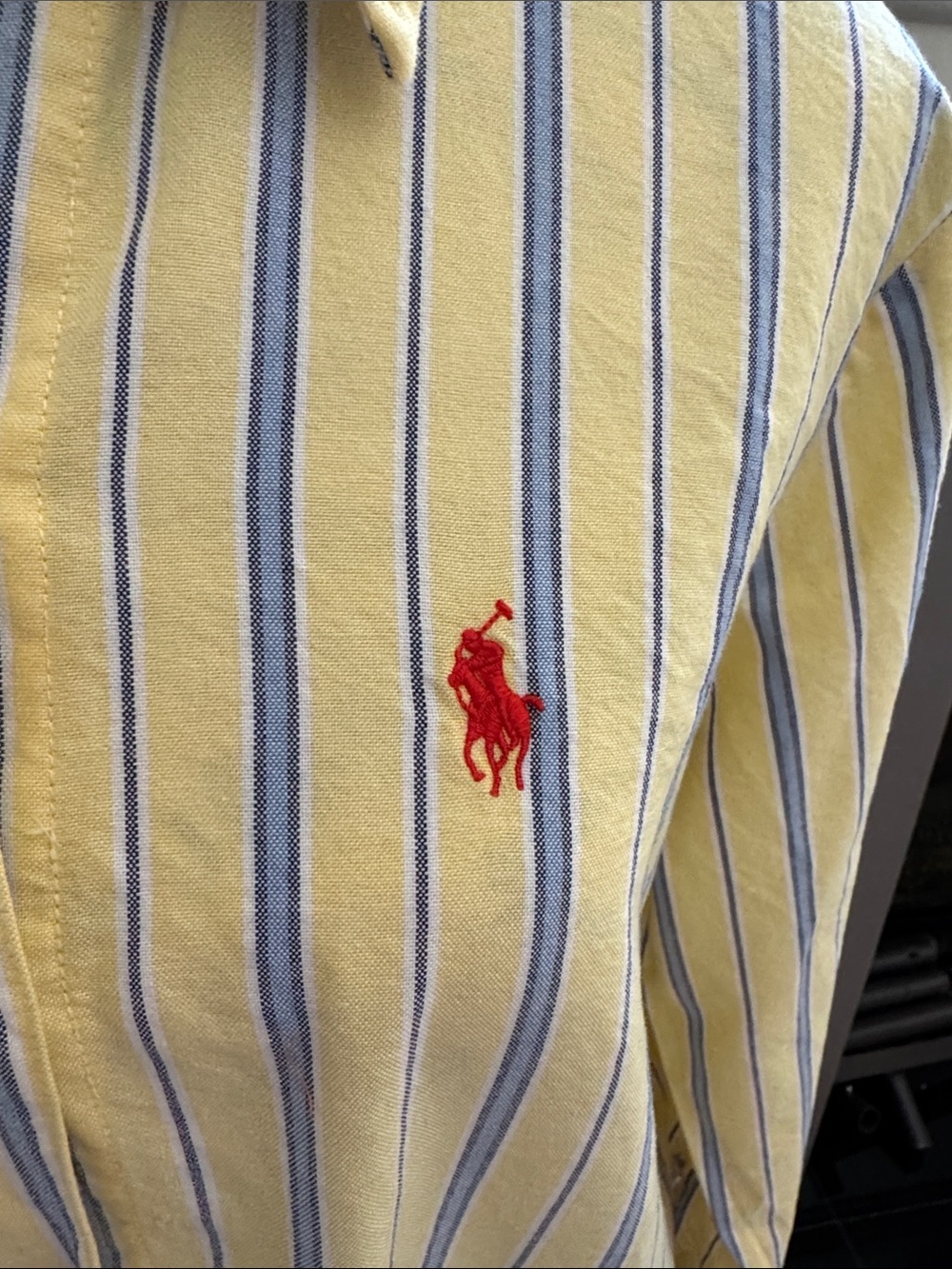 Polo by Ralph Lauren Yellow and Blue Striped Maxi Shirt Dress - Picture 2 of 4